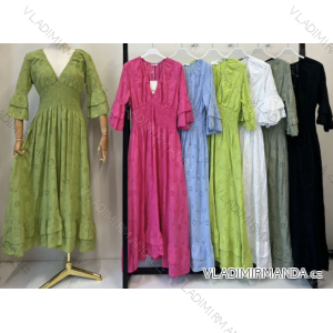 Women's Long Summer 3/4 Long Sleeve Dress (S/M ONE SIZE) ITALIAN FASHION IMPEM23VA526