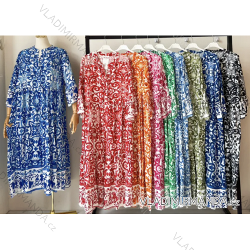 Women's Long Summer 3/4 Sleeve Dress (S/M ONE SIZE) ITALIAN FASHION IMPEM24CA873