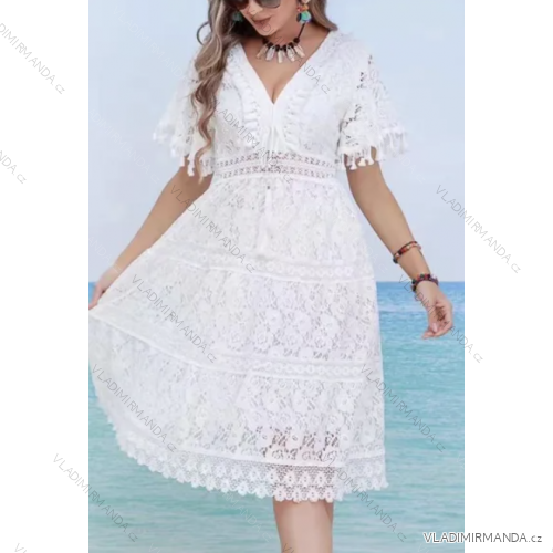 Women's Summer Boho Lace Short Sleeve Dress (S/M ONE SIZE) ITALIAN FASHION IMPEM2325893