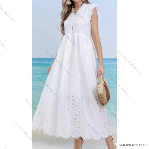 Women's Long Summer Boho Lace Sleeveless Dress (S/M ONE SIZE) ITALIAN FASHION IMPEM2323078