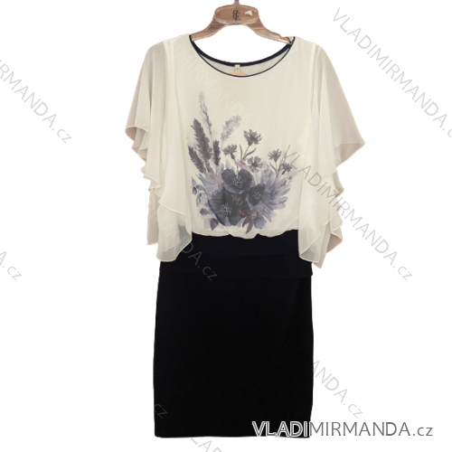 Women's short sleeve dress oversized (L-3XL) POLISH FASHION PMF20013 42 blue-white