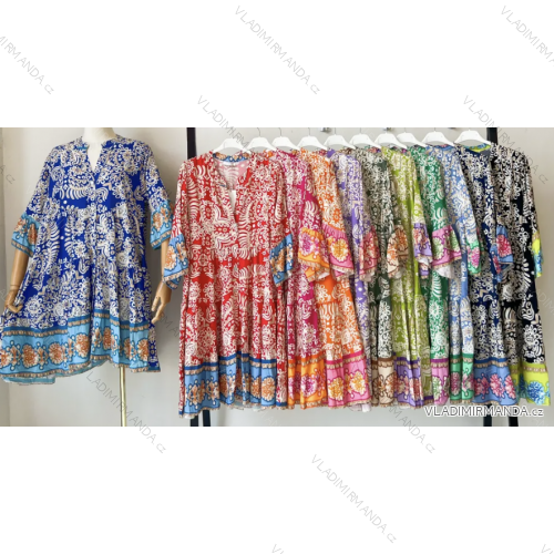 Women's 3/4 Long Sleeve Summer Dress (S/M ONE SIZE) ITALIAN FASHION IMPEM23CA957