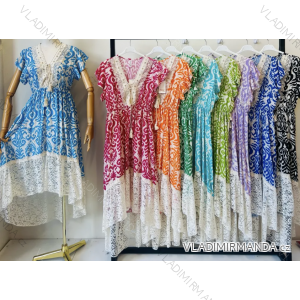 Women's Long Summer Short Sleeve Dress (S/M ONE SIZE) ITALIAN FASHION IMPEM23VA296