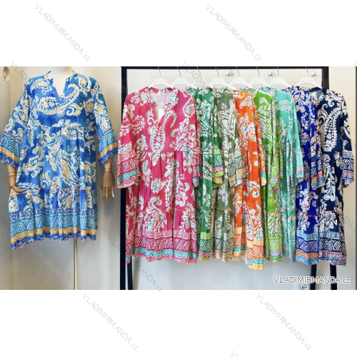 Women's 3/4 Long Sleeve Summer Dress (S/M ONE SIZE) ITALIAN FASHION IMPEM23C5138