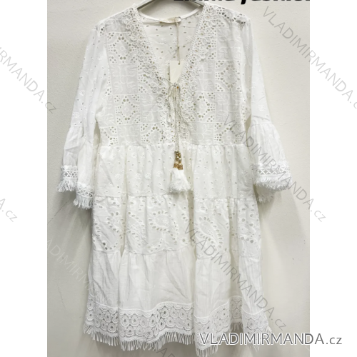 Women's Summer Boho Lace 3/4 Long Sleeve Dress (S/M ONE SIZE) ITALIAN FASHION IMPEM236086