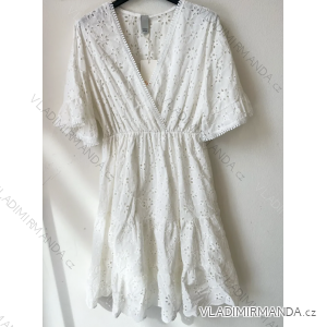 Women's Summer Boho Lace Short Sleeve Dress (S/M ONE SIZE) ITALIAN FASHION IMPEM231706