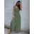 Women's long summer frill dress with straps (S/M ONE SIZE) ITALIAN FASHION IMD22478/DUR