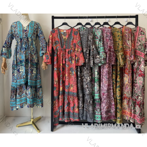 Women's Long Summer Long Sleeve Dress (S/M ONE SIZE) INDIAN FASHION IMPEM237612