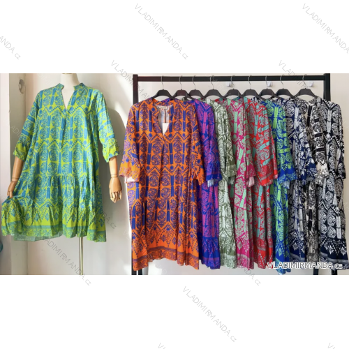 Women's 3/4 Long Sleeve Summer Dress (S/M ONE SIZE) INDIAN FASHION IMPEM235463