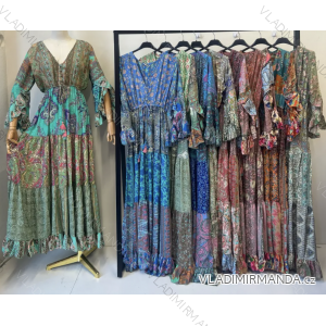 Women's Long Summer Long Sleeve Dress (S/M ONE SIZE) INDIAN FASHION IMPEM23G18Multi