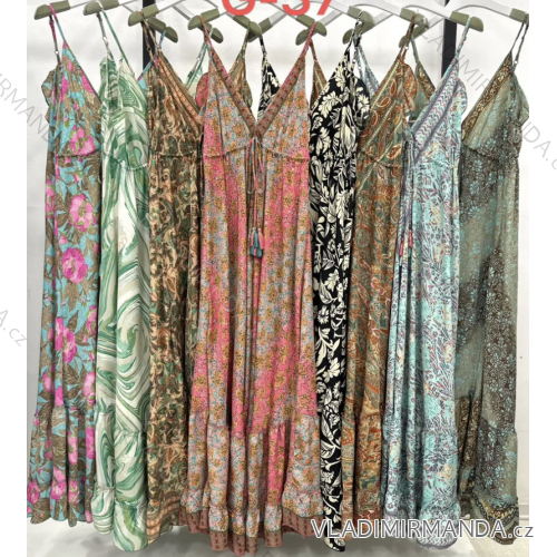 Long summer dress with straps for women (S/M ONE SIZE) ITALIAN FASHION IMPEM24G37