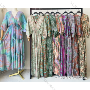 Women's Long Summer 3/4 Long Sleeve Dress (S/M ONE SIZE) INDIAN FASHION IMPEM23G28