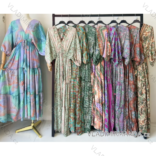 Women's Long Summer 3/4 Long Sleeve Dress (S/M ONE SIZE) INDIAN FASHION IMPEM23G28