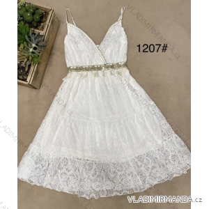Women's Summer Boho Lace Strapless Dress (S/M ONE SIZE) ITALIAN FASHION IMPEM231207