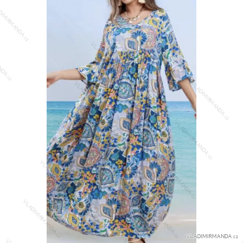 Women's Long Summer 3/4 Long Sleeve Dress (S/M ONE SIZE) INDIAN FASHION IMPEM2325018