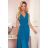 Women's Plus Size (42-48) Long Elegant Party Dress With Wide Straps FRENCH FASHION FMPEL23VELVETQS M blue