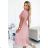 465-3 MIA Pleated midi dress with a wide belt - dirty pink