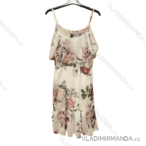 Women's long chiffon summer dress (S / M ONE SIZE) ITALIAN FASHION IMWB222509 S/M white