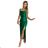 483-1 DIANE satin long dress with a leg slit - green