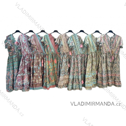 Women's Lace Cotton Short Sleeve Dress (S/M ONE SIZE) ITALIAN FASHION IMM23M7267