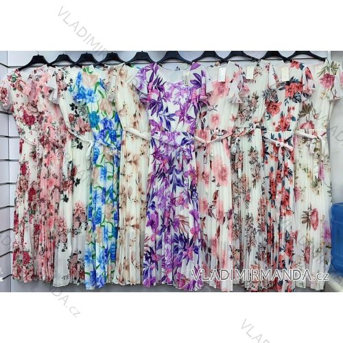 Women's Long Chiffon Short Sleeve Dress (S/M ONE SIZE) ITALIAN FASHION IMWGS231048