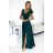 405-4 ELENA Long dress with a neckline and ties on the shoulders - GREEN