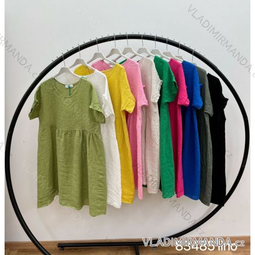 Women's Summer Linen Short Sleeve Dress (S/M ONE SIZE) ITALIAN FASHION IMWP232490