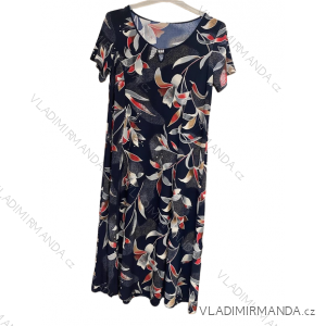 Women's Plus Size Long Short Sleeve Dress (46-52) POLISH FASHION PMD23FLOWER-2