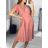 Šaty košilové dlouhý rukáv dámské (S/M ONE SIZE) ITALSKÁ MÓDA IMWB22192 S/M Old-pink