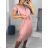 Šaty letní krátký rukáv dámské (S/M ONE SIZE) ITALSKÁ MÓDA IM322183 S/M Old-pink