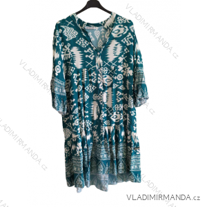 Oversize 3/4 Sleeve Women's Plus Size Shirt Dress (L/XL/2XL ONE SIZE) ITALIAN FASHION IM423111/DUR
