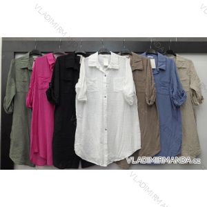 Women's Cotton Long Sleeve Shirt Dress (S/M/L ONE SIZE) ITALIAN FASHION IMWB232507