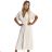 471-1 FELICIA Pleated midi dress with a neckline and a wide belt - beige