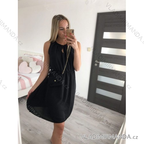 Summer dress with sleeveless handbag women (S / M ONE SIZE) ITALIAN FASHION IM422601 S/M black
