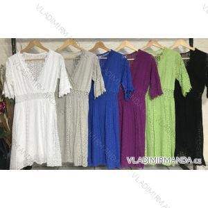 Women's Summer Boho Lace Short Sleeve Dress (S/M ONE SIZE) ITALIAN FASHION IMPGM2385782