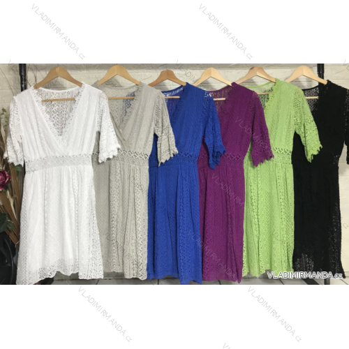 Women's Summer Boho Lace Short Sleeve Dress (S/M ONE SIZE) ITALIAN FASHION IMPGM2385782