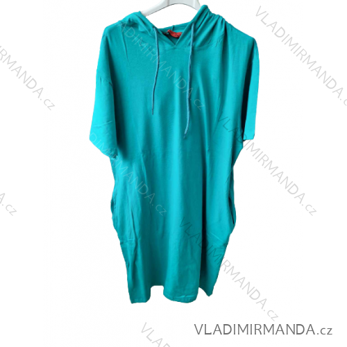 Šaty s kapucí krátký rukáv dámské (3XL-6XL) TURECKÁ MÓDA TML233317 6XL dark green