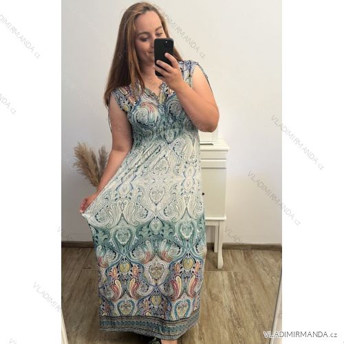 Women's Long Short Sleeve Dress (S / M ONE SIZE) FRENCH FASHION FMB21008