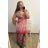 Women's Long Short Sleeve Dress (S / M ONE SIZE) FRENCH FASHION FMB21008 pink XL/2XL