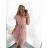 Šaty letní krátký rukáv dámské (S/M ONE SIZE) ITALSKÁ MÓDA IM322183 S/M Old-pink
