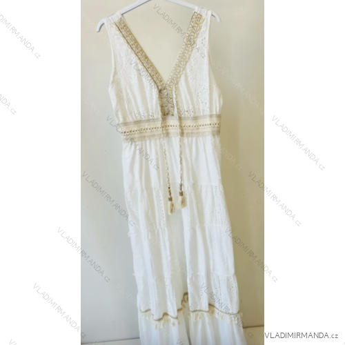 Women's Long Summer Boho Lace Sleeveless Dress (S/M ONE SIZE) ITALIAN FASHION IMPEM236165