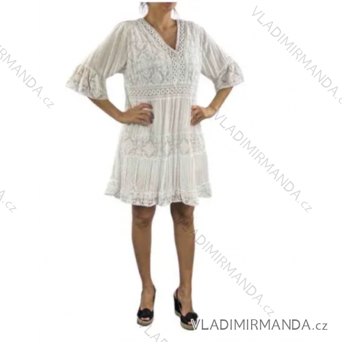 Women's Summer Lace Boho Short Sleeve Dress (S/M/L/XL ONE SIZE) ITALIAN FASHION IMP1682321121