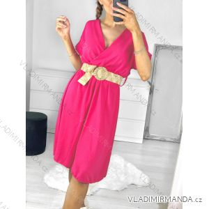 Women's Summer Dress with Belt Short Sleeve (S/M/L ONE SIZE) ITALIAN FASHION IM323065/DU