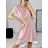 Šaty letní krátký rukáv dámské (S/M ONE SIZE) ITALSKÁ MÓDA IM322183 M / L Old-pink