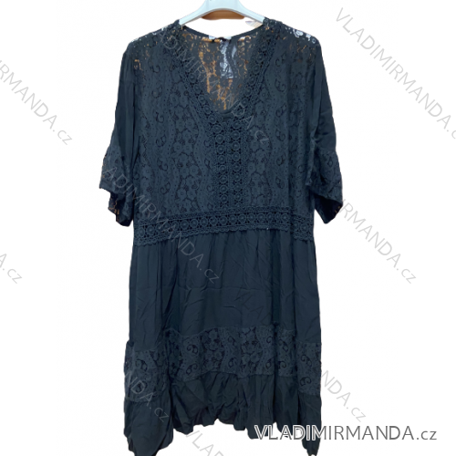 Šaty košilové dlouhý rukáv dámské (S/M ONE SIZE) ITALSKÁ MODA IMB22500 2XL/3XL black