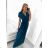 Women's long summer short sleeve dress (S/M ONE SIZE) ITALIAN FASHION IM323111/DU red