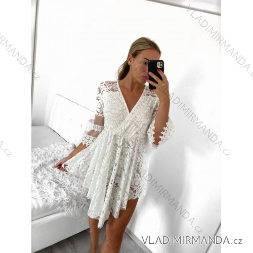 Šaty letní šifonové krátký rukáv dámské (S/M ONE SIZE) ITALSKÁ MÓDA IMWP222245 white S/M