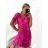 Šaty letní krátký rukáv dámské nadrozměr (L/XL/2XL/3XL ONE SIZE) ITALSKÁ MÓDA IMFF23001 M / L dark pink