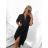 Women's Long Linen Shirt Dress Long Sleeve (S/M ONE SIZE) ITALIAN FASHION IMPLI2272014 S/M black