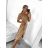 Women's Long Carmen Short Sleeve Dress (S/M ONE SIZE) ITALIAN FASHION IMPGM2323171/DU S/M Beige